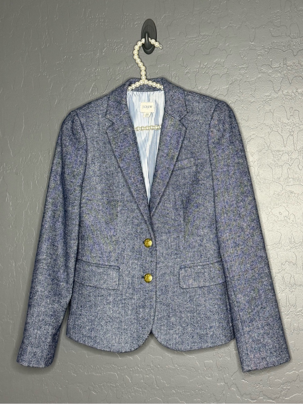 J. Crew Heathered Blue Wool-Blend Tailored Blazer